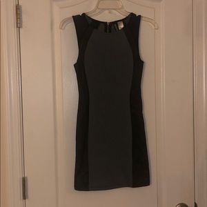 H&M grey leather mesh dress